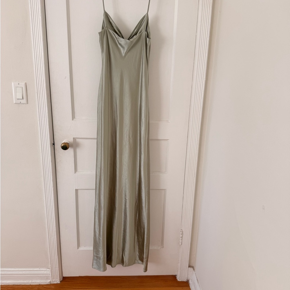 Silky Sage Green Slip Gown - Picture 4 of 7